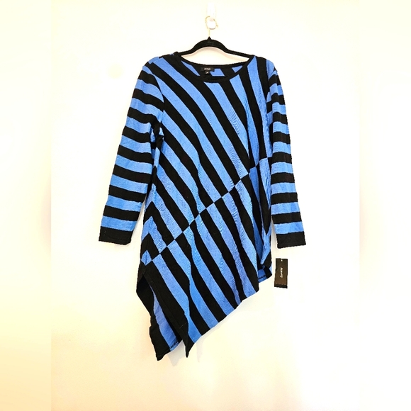 Alfani Striped Asymmetric Hem Sweater - Picture 1 of 4